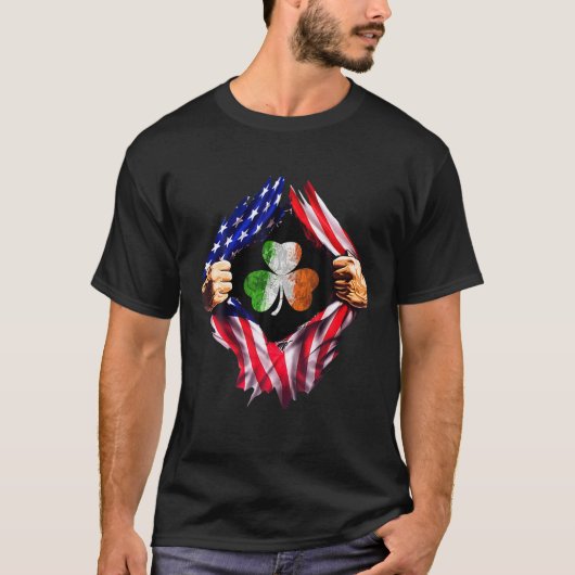 アイルランド系アメリカ国旗シャムロックST PATRICKS DAY Tシャツ (正面)