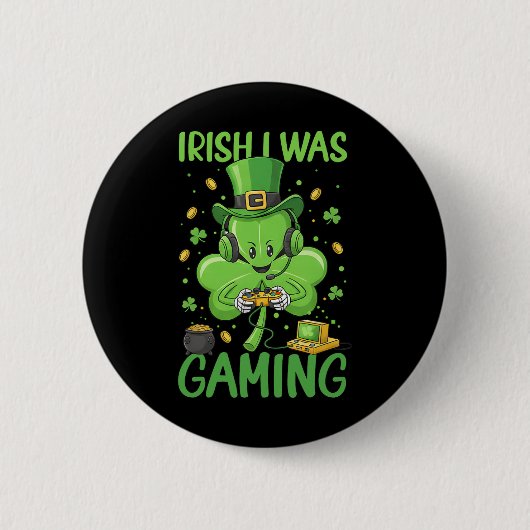 アイルランド系ゲーマーの聖パトリックの日のゲーマー少年たち 缶バッジ (正面)