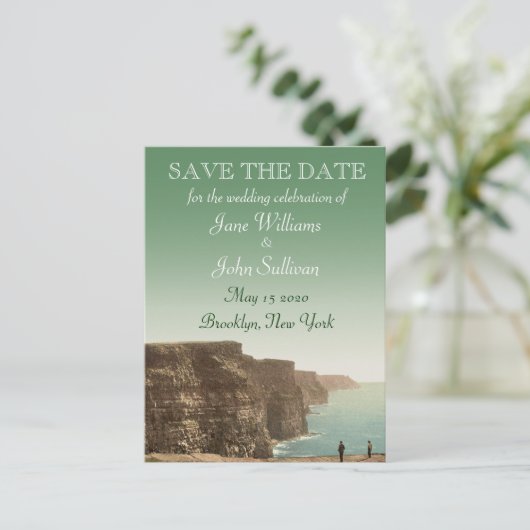 アイルランド結婚のテーマの崖のモハーの日付を保存 案内ポストカード (スタンド正面)