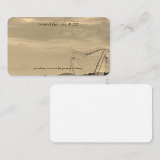 アイルランド結婚ハープとの風光明媚な座席表 プレイスカード (正面/裏面)