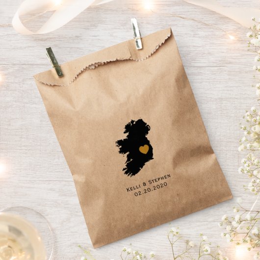 アイルランド結婚式の引き出物トリートサックス、マップ抱き枕 フェイバーバッグ (クリップ留めされた状態)