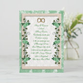 アイルランド結婚式招待状シャムロックとバラ 招待状 (スタンド正面)