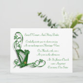 アイルランド結婚式招待状ハープのシャムロックとリボン 招待状 (スタンド正面)