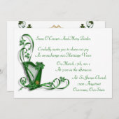 アイルランド結婚式招待状ハープのシャムロックとリボン 招待状 (正面/裏面)