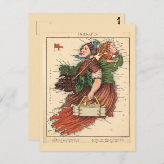 アイルランド絵地図ヴィンテージはがき ポストカード (正面/裏面)