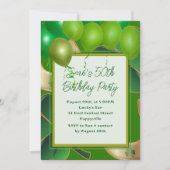 アイルランド誕生日大人グリーンバルーンパーティー 招待状 (正面)