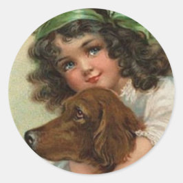 アイルランド語のクラスと犬を使用したセント・パトリックの日ステッカー ラウンドシール