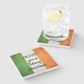 アイルランド語メリークリスマス、アイルランドの旗のコースター ストーンコースター (横)