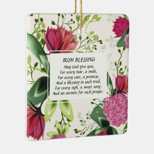 アイルランド賛美の赤緑のクローバークリスマス セラミックオーナメント (右)