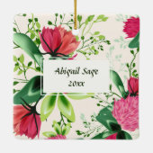 アイルランド賛美の赤緑のクローバークリスマス セラミックオーナメント (裏面)