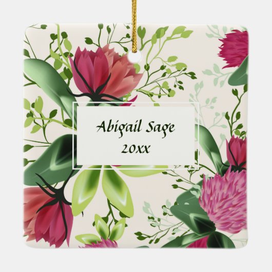 アイルランド賛美の赤緑のクローバークリスマス セラミックオーナメント (裏面)