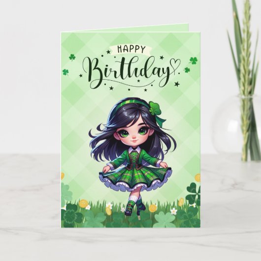アイルランド踊りクラス誕生日グリーティングカード サンキューカード (正面)