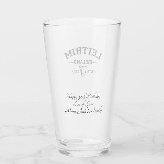 アイルランド郡レイトリムアイルランドパーソナライズされた文字 タンブラーグラス (裏面)