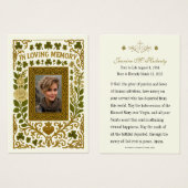 アイルランド金ゴールドカダグ葬儀祈りの言葉メモリアルカード (正面&裏面)