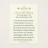 アイルランド金ゴールドカダグ葬儀祈りの言葉メモリアルカード (裏面)