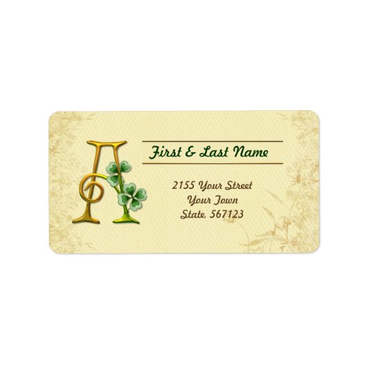 アイルランド金ゴールドモノグラムAラベル ラベル (正面)