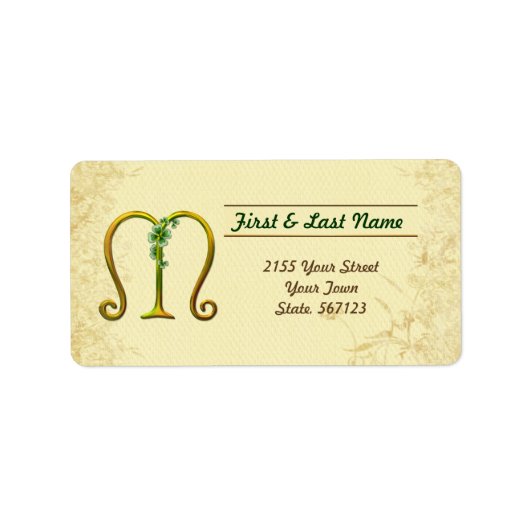 アイルランド金ゴールドモノグラムMラベル ラベル (正面)