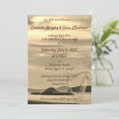 アイルランド風光明媚な結婚式招待状とアイリッシュハープ 招待状 (スタンド正面)