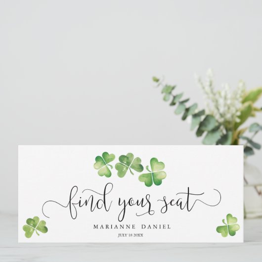 アイルランド風緑のクローバー結婚式 席札看板 (スタンド正面)