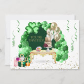 アイルランド風誕生日バルーンアーチ 緑と金のお祭り 招待状 (正面)