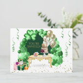 アイルランド風誕生日バルーンアーチ 緑と金のお祭り 招待状 (スタンド正面)