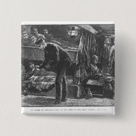 アイルランド飢饉の時の移民船 缶バッジ (正面)