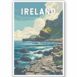 アイルランド イラスト 旅行 アート ヴィンテージ シール