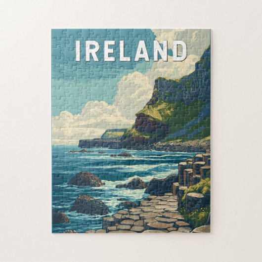 アイルランド イラスト 旅行 アート ヴィンテージ ジグソーパズル (縦)