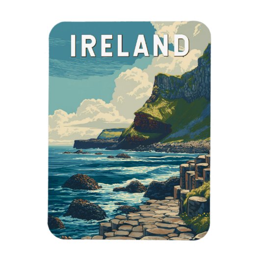 アイルランド イラスト 旅行 アート ヴィンテージ マグネット (縦)