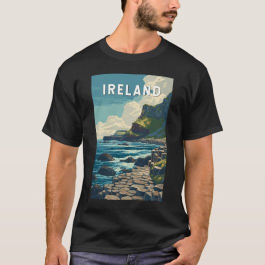 アイルランド イラスト 旅行 アート ヴィンテージ Tシャツ (正面)