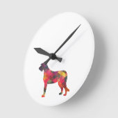 アイルランド・ウルフハウンド幾何学模様シルエッ数々のト ラウンド壁時計 (傾斜)