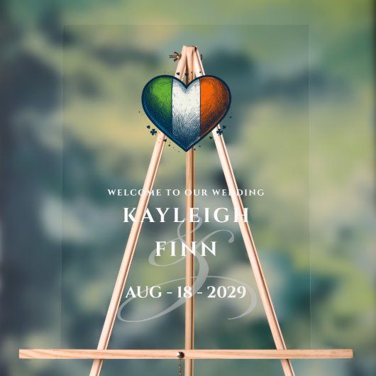 アイルランド・カップル結婚ハートの歓迎 アクリルサイン (ニュートラル)
