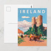 アイルランド、キャラバンが村の道を通過 ポストカード (正面/裏面)
