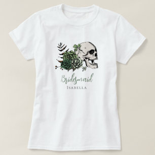アイルランド ゴシック グリーン スカル & ローズ 花嫁の友人へのプレゼント Tシャツ