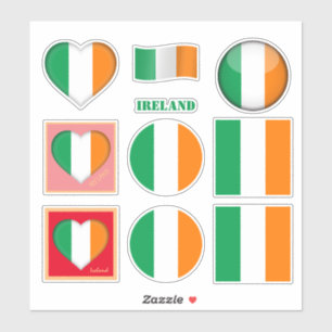アイルランド ステッカー & アイルランド国旗, ハート / スポーツ シール