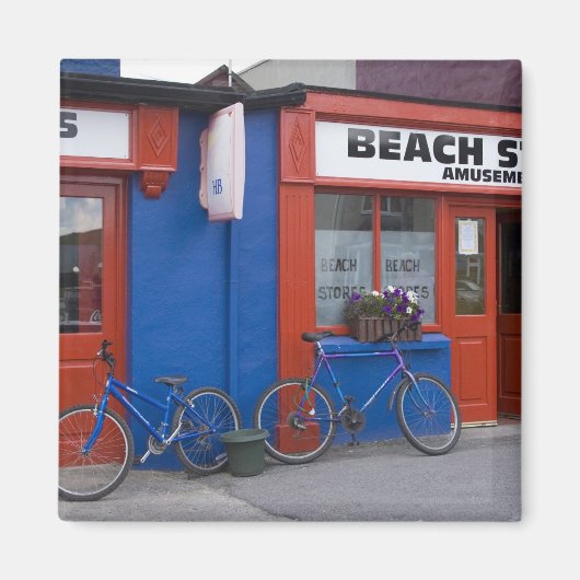 アイルランド、ストランドヒルの自転車が置かれた店舗前 マグネット (正面)