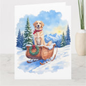 アイルランド・セッターのクリスマスソリ遊び ウインター カード (正面)