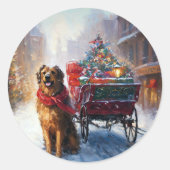 アイルランド・セッター クリスマス ラウンドシール (正面)