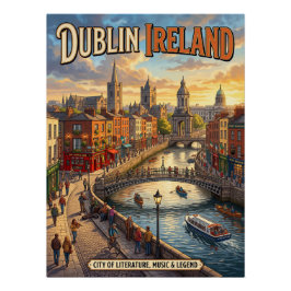 アイルランド ダブリン レトロな旅行ポスター 伝説の街 ポスター