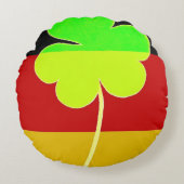 アイルランド·ドイツ国旗シャムロック·クローバー·セント·パトリック·おもしろい ラウンドクッション (正面)