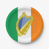 アイルランド、ハープ、アイルランド国旗 – パーティー結婚、/日 ペーパープレート (正面)