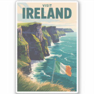 アイルランド モヘアの崖 イラスト 旅行アート シール