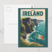 アイルランド モーハーの崖 イラスト 旅行アート ポストカード (正面/裏面)