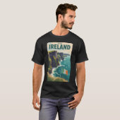 アイルランド モーハー崖のイラスト 旅行アート Tシャツ (正面フル)