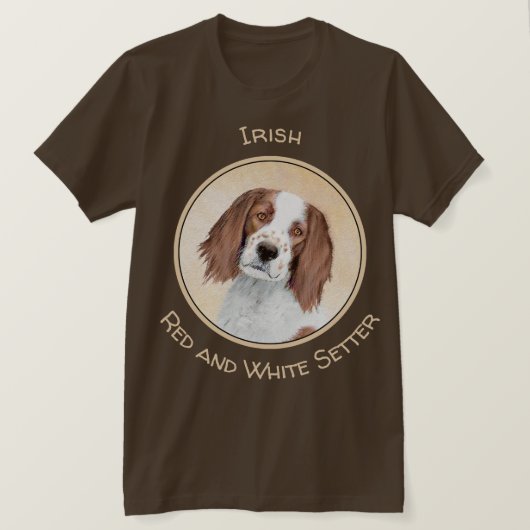 アイルランド・レッド・アンド・ホワイト・セッターの絵画 - オリジナルアート Tシャツ (デザイン正面)