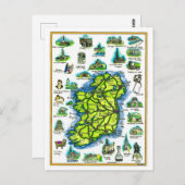アイルランド レトロ マップ ポストカード (正面/裏面)