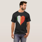 アイルランド 中国 国旗 ハート Tシャツ (正面フル)