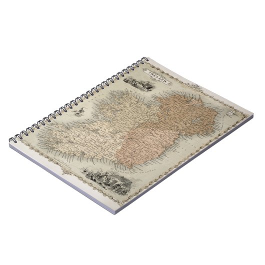 アイルランド、出版されたc.1850 (手色のenの地図 ノートブック (左側)