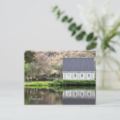 アイルランド、教会、石垣、湖、写真 ポストカード (スタンド正面)