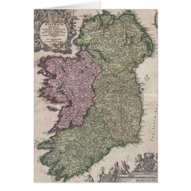 アイルランド(1716年)のヴィンテージの地図 (正面)